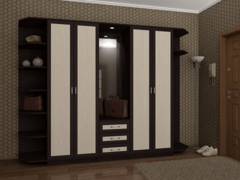 Прихожая Даллас Венге/Ясень Шимо Светлый (2,5х2,1х0,45)