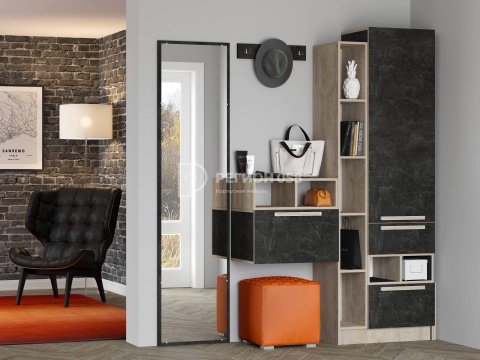 Прихожая Каролина-11 Ательер Темный/Дуб Эндгрейн (Ш-1320 * В-2100 * Г-420 мм)